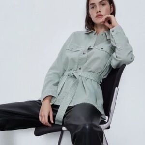 Zara Denim Jacket / Shacket - Seafoam Mint Green | Size M